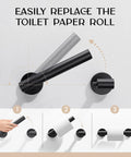 Matte Black Toilet Paper Holder 2 Pack Wall Mount Modern Roll Rack For Bathroom No Slip Design Keeps Roll From Slipping And Easy Refill Change
