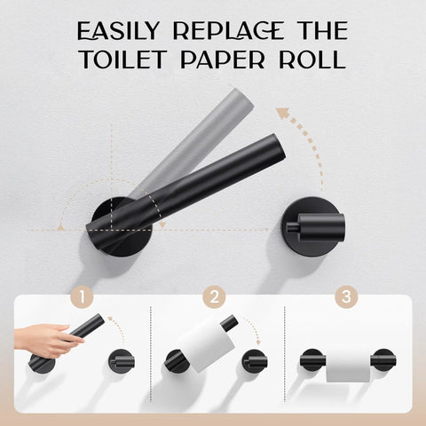 Matte Black Toilet Paper Holder 2 Pack Wall Mount Modern Roll Rack For Bathroom No Slip Design Keeps Roll From Slipping And Easy Refill Change