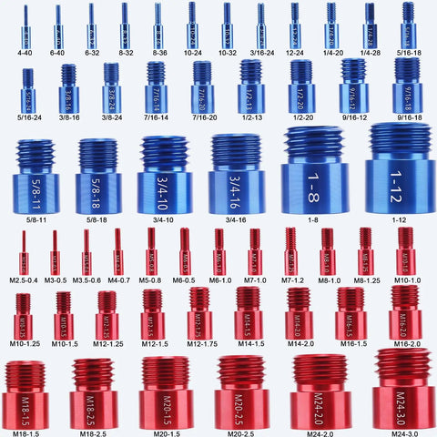 54 Piece Nut And Bolt Thread Checker Set With Inch And Metric Gauges For Tight Spaces beefy pro grade thread gauge kit, blue and red