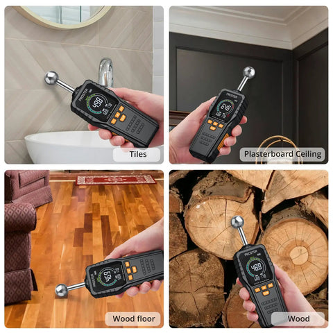 Rechargeable Pinless Moisture Meter With USB C 40mm Depth 2.4 Inch LCD 3 Color Bar Non Destructive Moisture Tester For Wood Drywall Concrete And More Today, used on tiles