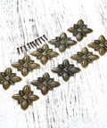 50 Pack Vintage Upholstery Nails Heavy Duty Iron Decorative Tacks for Furniture Makeover, featuring antique brass and black decorative tacks.