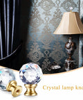 Crystal Lamp Finials 2 Pack Diamond Textured Glass Knobs With Clear Top Caps Polished Chrome Base And 1-3/4 Inch Shade Screws Gold Base Accent For A Slick Modern Table Lamp Upgrade with elegant décor background.