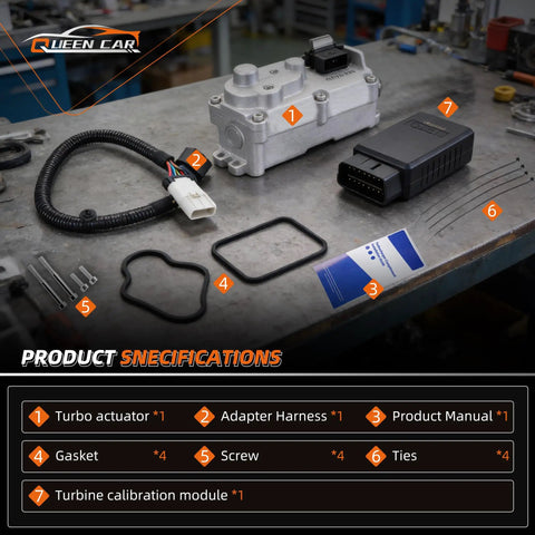 Beefed-Up Turbo Actuator For 6.7L Cummins Diesel Fits 2013 To 2018 Heavy Duty Pickup Trucks with components on workbench
