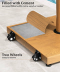 Heavy Duty 45Lb Patio Umbrella Base With Wheels Pre Filled Concrete No Sand Or Water Needed Wind Resistant Stand close-up