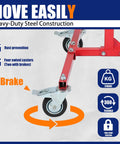 Heavy Duty Adjustable Car Door Installer And Remover Jack Lift Hoist With Swivel Base For Automotive Repair Shop Tools showing four swivel casters.