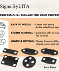 Back sides of signs with strong double-sided foam tape for easy installation; suitable for flat surfaces.