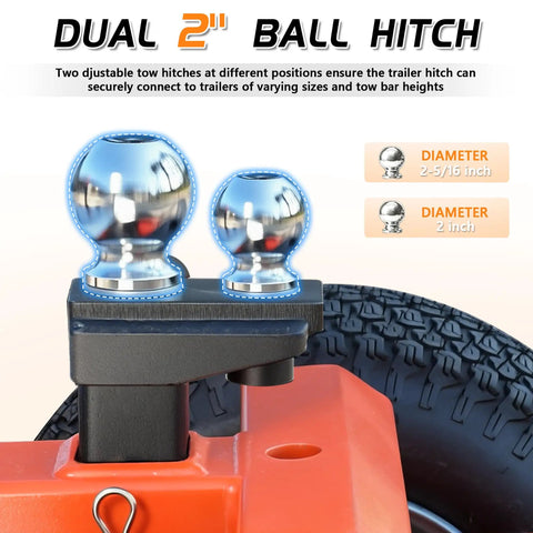 Heavy Duty Electric Trailer Dolly 7500 Lbs Capacity With Six All-Terrain Wheels dual 2 inch ball hitch for trailers and campers.