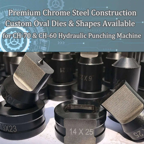 8-Piece Hydraulic Oval Hole Punch Die Set For CH-70 And CH-60 Punching Machines, great for steel, copper, aluminum sheets