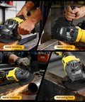 Heavy Duty Cordless Angle Grinder Four And Half Inch smashes through steel while grinding, cutting, polishing, and rust removal.
