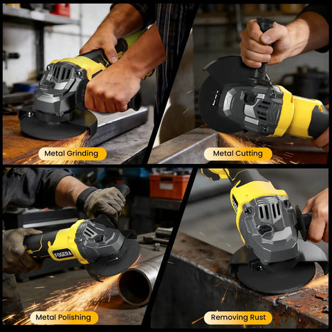 Heavy Duty Cordless Angle Grinder Four And Half Inch smashes through steel while grinding, cutting, polishing, and rust removal.