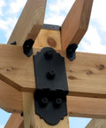 Ten Pack 2 Inch Decorative Angle Rafter Clips With Sunset Powder Coated Finish For Pergola Deck And Fence Top Shelf Builder Hardware To Hog Tie Your Beams Dead Nuts Solid So You Save Real Cash And Sweat connecting wooden beams.