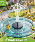 Solar Bird Bath Fountain With Six Nozzles Floating Water Pump Powered By Sun for outdoor decor with birds and butterflies