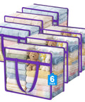 Clear Zippered Storage Bags Set 6 Pack 40L Each See Through Closet Organizers For Bedding Linen Blankets Comforters Clothes And Toys