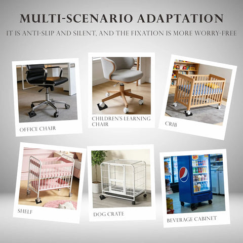 Top Shelf Rubber Furniture Pads Iron Clad Non Slip Chair Wheel Stopper locking various furniture including office chair and crib.