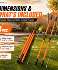 Folded and extended view of Collapsible Golf Alignment Sticks Set, 40 Inch Premium Practice Aiming And Swing Training on grass