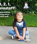 Science Explorer Gift Bundle For Kids 5-9: Geologist, Astronaut And Paleontologist Kits, Hands On STEM Projects, Space And Earth Science Fun, Build, Explore, Dig And Learn; girl launching toy shuttle