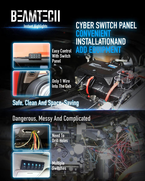 8 Gang RGB Switch Panel With Multi Function On Off Memory Dimmer Pulse Toggle And Auxiliary Touch LED Controller installed in vehicle
