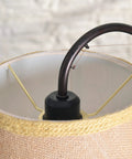 Detail of Fly Rod Table Lamp in Oil Rubbed Bronze With Wood Accent Finish, Rustic Lodge Style, drum shade interior view