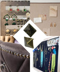 Badass Bronze Upholstery Tacks 50 Pack Square Head Bubble Nails For Furniture Crafting Decorative Thumb Tacks With Vintage Polish displayed with jewelry.