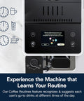 One Touch Automatic Espresso Machine With Integrated Grinder And Smart Milk Frother In Sleek White Delivers Eighteen Shop Quality Shots That Truly Hit Different Every Day control panel showcasing smart features.