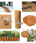 Natural Coconut Coir Liner Roll 12x80 Inch Thick Coco Fiber Sheets for planters, baskets, garden decor, and pet pad liner illustrated.
