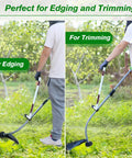 Person using Upgraded Weedeater Handle With Ergonomic Trimmer Grip Extension For Weed Eater Keeps You Upright And A Back Saver Pain Free