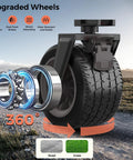 Close-up of upgraded 360-degree wheel for collapsible wagon cart with wheels 150L foldable grocery wagon.