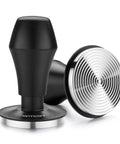 Spring Loaded Espresso Tamper 53.3mm With Ripple Base And Anodized Aluminum Handle, Includes 15lb, 25lb, 30lb Replacement Springs And Stand