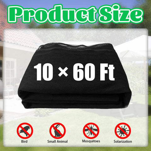 60 By 10 Feet Mosquito Netting For Garden And Outdoor Living Kickin Insect Barrier Mesh Screen In Black folded view