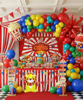 Circus Theme Party Decorations Kit With Balloon Garland In Red Blue Yellow Green Teal Foil Hot Air Balloons Lion Balloons