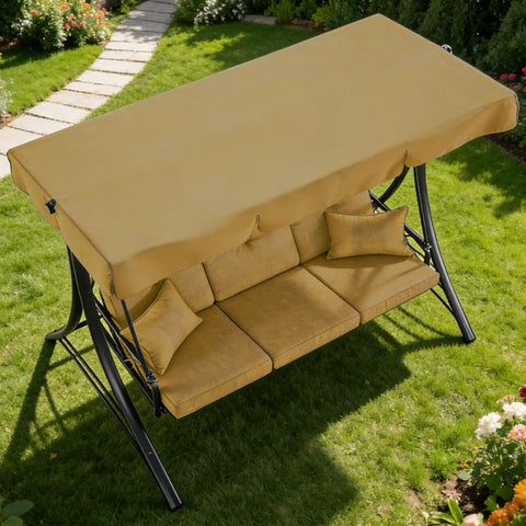 Replacement Patio Swing Canopy For Callimont Park 3 Seat Swing, 80 X 46 Inch, Waterproof UV Resistant Top Cover Beige