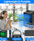 Ultimate Portable Air Conditioner Mini Personal AC For Desk And Bedroom, evaporative cooler, black, USB powered, tabletop.