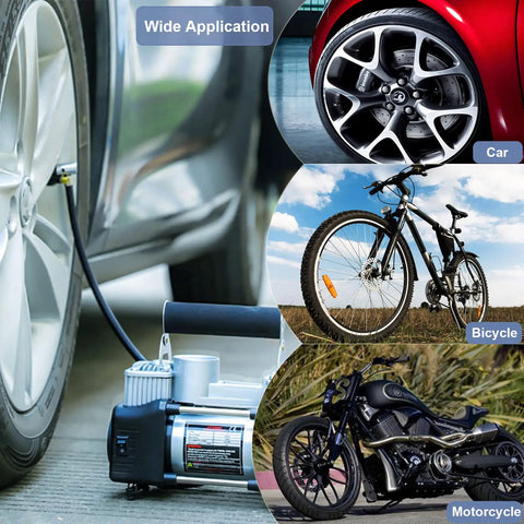 Heavy Duty Air Inflator Hose Adapter Converting Twist On Valve To Lock On Tire Chuck Connector All Steel Build for car, bike, motorcycle.