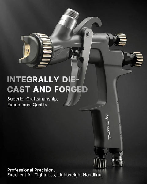 Heavy Duty LVLP Auto Paint Sprayer with stainless steel parts, designed for precision bodywork and detailing.