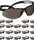 SecureFit 500 Series Safety Glasses 20 Pack for Everyday Work, ANSI Z87 impact rated with anti fog, anti scratch gray lenses, black frame.
