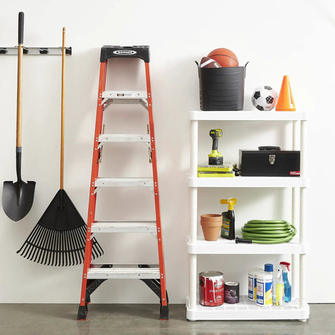 Real Deal Slick Four Tier Adjustable Height Storage Rack For Home Garage Laundry Room And Kitchen Pantry Medium Duty Organizer System Connectible Design White Two Pack Bundle