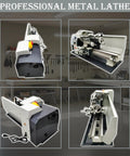 TECHTONGDA metal lathe 8x31 in: collage showing front, side, close-up controls, and installed setup.