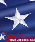 Close-up of embroidered star detail on Heavy Duty 4x6 Outdoor Nylon US Flag With Embroidered Stars Sewn Stripes Brass Grommets