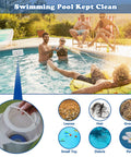 Group enjoying pool with Above Ground Pool Skimmer Kit filtering leaves, hair, debris; focus on clean swimming environment
