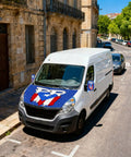Van with Puerto Rico Flag PR Letters And Starry Design Car Hood And Mirror Cover Set 4x5.25 Ft Stretchable Fit.