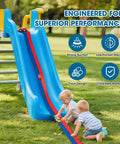 Two kids playing with Flexible Fifteen-Foot Fun-Filled Kids Race Track With Two Toy Cars on a slide outdoors