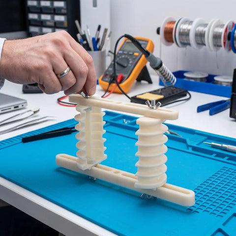 Plastic Coil Wire Winding Mold for Mini Motors and Micro Motors Six Layer Electrical Winding Frame for Precise Coil Placement Pro Grade Rewinding Tools for Micro Motor Repair Wide Applications 10.2 by 5.7 by 2.4 Inches 0.4 kW on repair bench