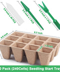 Seed Starter Tray Kit With 240 Cell Biodegradable Peat Pots For Seedlings, Plant Germination Kit With 20 Trays displayed