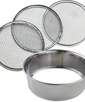 3-Piece Pro-Grade Soil Sieve Set For Bonsai And Garden Projects, 8.25 Inch Stainless Frame With Interchangeable Lids and Mesh Screens