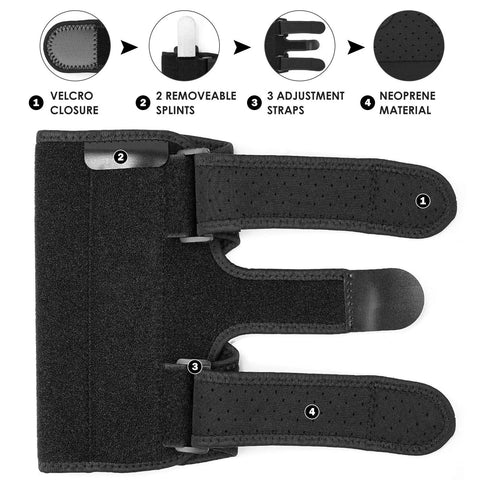 Elbow Brace With Two Removable Metal Splints For Tendonitis And Ulnar Nerve Entrapment displayed flat showing straps and splints