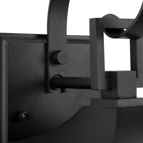 Close-up of Outdoor Wall Lantern 1 Light Clear Beveled Glass Textured Black Finish, showing detailed mounting design.