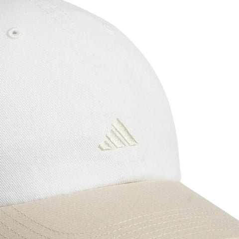 Close-up of Womens Saturday Hat With Relaxed Fit Strapback Baseball Cap Featuring Climacool Breathable Fabric in off white.