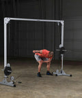 Beefy Heavy Duty Cable Crossover Machine For Home Gym Functional Trainer featuring a user pulling cables for total body workout.