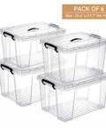Heavy Duty 90 Quart Clear Storage Bins With Lids Six Pack See Through Stackable Containers For Closet Garage Pantry Organization.