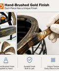 24 Inch Metal Caged Farmhouse Ceiling Fan With Warm White Lighting And Wireless Remote Low Profile Flush Mount Design showcasing hand-brushed gold finish.